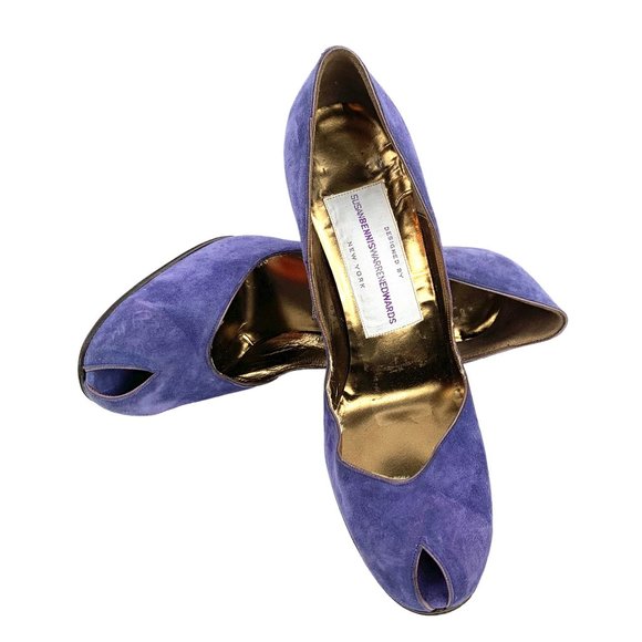 Vtg. SUSAN BENNIS WARREN EDWARDS‎ Suede True Peep Toe Pumps